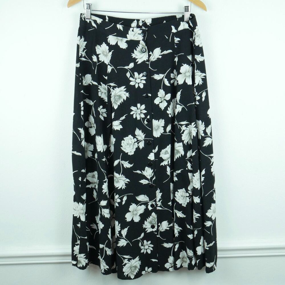 Vintage 90s Large Midi Skirt Button Moody Floral Grunge 90s Whimsigoth Romantic